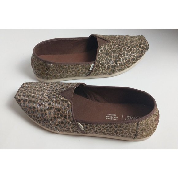 Tom's Shoes - Tom's Cheetah Leopard Sparkly Glitter Alpargata Flats Shoes Size 9